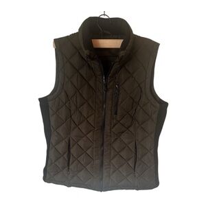 Andrew‎ Marc Womens Sz Med Green Puffer Vest Full Zip Quilted w/ Zipper Pockets